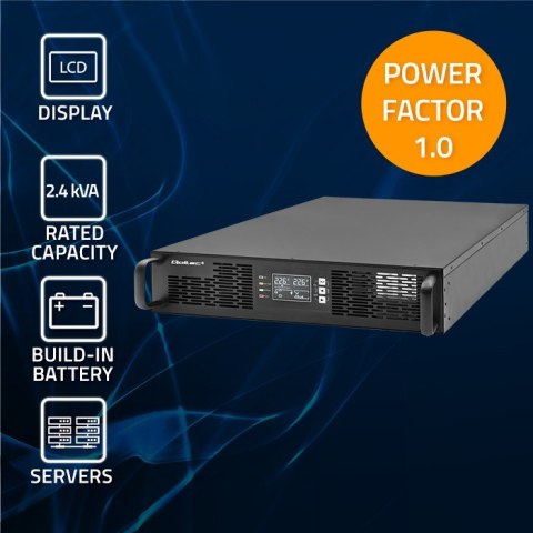 Qoltec Zasilacz awaryjny UPS do RACK | 2.4kVA | 2400W | Power Factory 1.0 | LCD | On-line