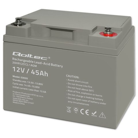 Qoltec Akumulator AGM | 12V | 45Ah | max 540A Qoltec Akumulator AGM | 12V | 45Ah | max 540A