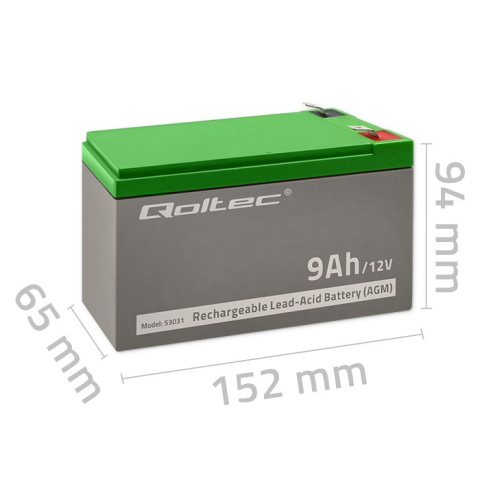 Qoltec Akumulator AGM | 12V | 9Ah | max 135A Qoltec Akumulator AGM | 12V | 9Ah | max 135A