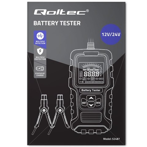 Qoltec Cyfrowy tester akumulatora z wyświetlaczem LCD 12V | 24V | 3Ah-400Ah Qoltec Cyfrowy tester akumulatora z wyświetlaczem LCD 12V | 24V | 3Ah-400Ah