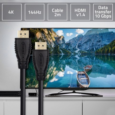 Qoltec Kabel HDMI High Speed With Eth. A męski | A męski | 2m Qoltec Kabel HDMI High Speed With Eth. A męski | A męski | 2m