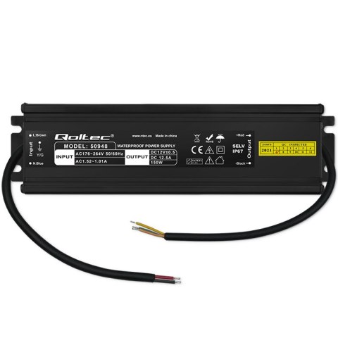 Qoltec Zasilacz impulsowy LED IP67 | 150W | 12V | 12.5A | Wodoodporny Qoltec Zasilacz impulsowy LED IP67 | 150W | 12V | 12.5A | Wodoodporny