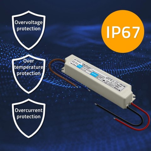 Qoltec Zasilacz impulsowy LED IP67 | 20W | 12V | 1.6A | Wodoodporny Qoltec Zasilacz impulsowy LED IP67 | 20W | 12V | 1.6A | Wodoodporny
