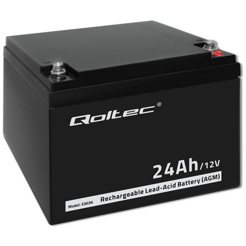 Qoltec Akumulator AGM | 12V | 24Ah | max 360A Qoltec Akumulator AGM | 12V | 24Ah | max 360A