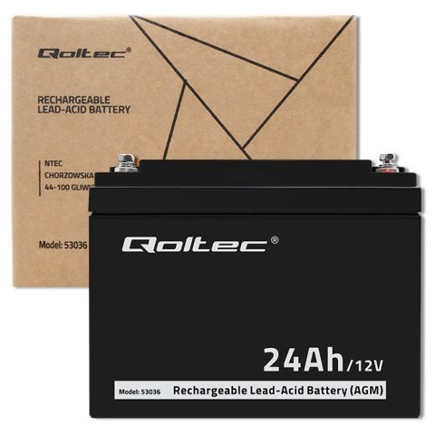 Qoltec Akumulator AGM | 12V | 24Ah | max 360A Qoltec Akumulator AGM | 12V | 24Ah | max 360A