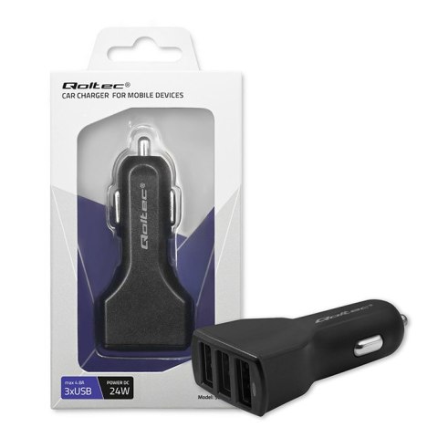 Qoltec Ładowarka samochodowa 12-24V | 24W | 5V | 4.8A | 3xUSB Qoltec Ładowarka samochodowa 12-24V | 24W | 5V | 4.8A | 3xUSB