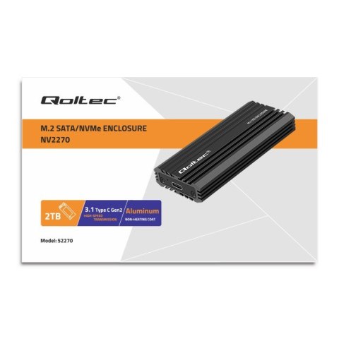 Qoltec Obudowa | kieszeń NV2270 na dysk M.2 SSD SATA | NGFF | PCIe | USB-C