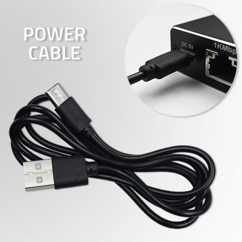 Qoltec Rozdzielacz Splitter mini SWITCH 1x2 port RJ45 | 1000Mbps | USB-C | Aluminium