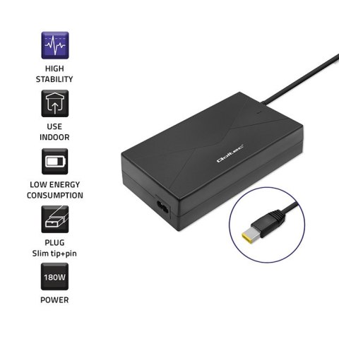 Qoltec Zasilacz do Lenovo 180W | 20V | 9.0A | Slim tip+pin | +kabel zasilający Qoltec Zasilacz do Lenovo 180W | 20V | 9.0A | Slim tip+pin | +kabel zasilający