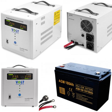 Sinus Pro 2000E + Akumulator 100Ah Zestaw awaryjny Sinus Pro 2000E + Akumulator 100Ah Zestaw awaryjny