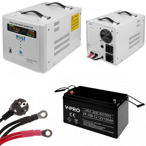 Sinus Pro 1500E + Akumulator bezobsługowy VPRO 100Ah Zestaw awaryjny Sinus Pro 1500E + Akumulator bezobsługowy VPRO 100Ah Zestaw awaryjny