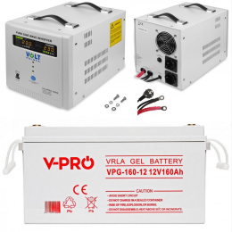 Sinus Pro 1500E + Akumulator GEL VPRO Premium 160Ah Zestaw awaryjny