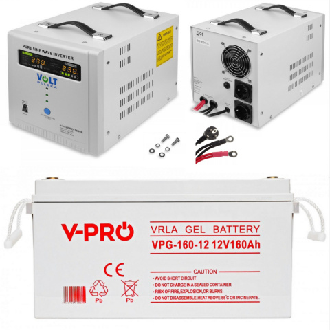 Sinus Pro 1500E + Akumulator GEL VPRO Premium 160Ah Zestaw awaryjny Sinus Pro 1500E + Akumulator GEL VPRO Premium 160Ah Zestaw awaryjny