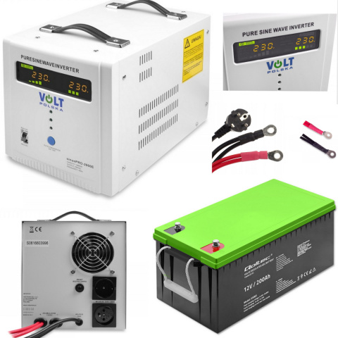 Sinus Pro 2000E + Akumulator Żelowy 200Ah Zestaw awaryjny Sinus Pro 2000E + Akumulator Żelowy 200Ah Zestaw awaryjny