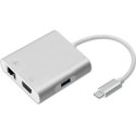 Adapter USB 3.1 typ C męski | VGA żeński + USB 3.0 A żeński + RJ45 żeński (1Gb/s) + PD Adapter USB 3.1 typ C męski | VGA żeński + USB 3.0 A żeński + RJ45 żeński (1Gb/s) + PD