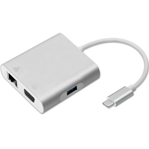 Adapter USB 3.1 typ C męski | VGA żeński + USB 3.0 A żeński + RJ45 żeński (1Gb/s) + PD Adapter USB 3.1 typ C męski | VGA żeński + USB 3.0 A żeński + RJ45 żeński (1Gb/s) + PD