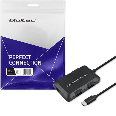 Qoltec Hub USB 3.1 typ C męski | 4x USB 3.0 A żeński | 0.2m Qoltec Hub USB 3.1 typ C męski | 4x USB 3.0 A żeński | 0.2m