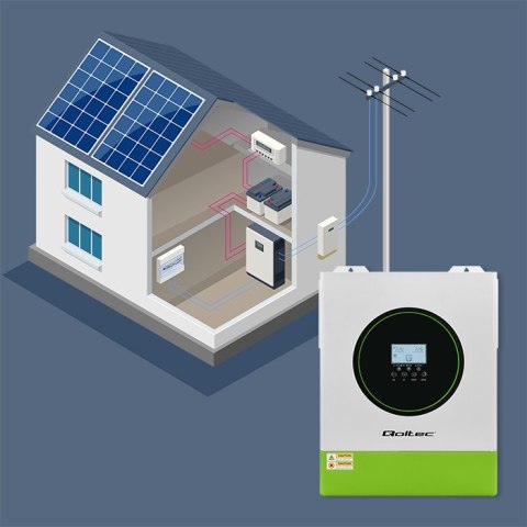 Qoltec Hybrydowy inwerter solarny Off-Grid 11000W | 160A | 48V | MPPT | BMS | Sinus | opcja Wi-Fi | Power Factor 1.0 Qoltec Hybrydowy inwerter solarny Off-Grid 11000W | 160A | 48V | MPPT | BMS | Sinus | opcja Wi-Fi | Power Factor 1.0