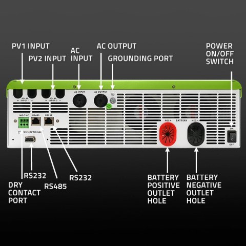Qoltec Hybrydowy inwerter solarny Off-Grid 11000W | 160A | 48V | MPPT | BMS | Sinus | opcja Wi-Fi | Power Factor 1.0 Qoltec Hybrydowy inwerter solarny Off-Grid 11000W | 160A | 48V | MPPT | BMS | Sinus | opcja Wi-Fi | Power Factor 1.0