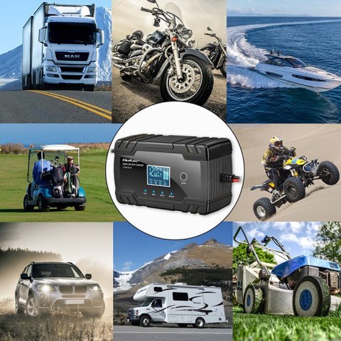 Qoltec Inteligentna mikroprocesorowa ładowarka 12V 8A | 24V 4A| Prostownik z funkcją naprawy do akumulatora AGM GEL | LCD Qoltec Inteligentna mikroprocesorowa ładowarka 12V 8A | 24V 4A| Prostownik z funkcją naprawy do akumulatora AGM GEL | LCD
