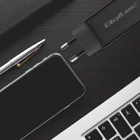 Qoltec Ładowarka sieciowa 65W GaN Super Fast | 5-20V | 3-3.25A | USB 3.1| Laptop | Smartfon | Tablet