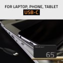 Qoltec Ładowarka sieciowa 65W GaN Super Fast SLIM | PD | 5-20V | 3.25A | USB-C 3.1 | Laptop | MacBook | Smartfon | + kabel