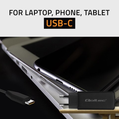 Qoltec Ładowarka sieciowa 90W GaN Super Fast | 5-20V | 3-4.5A | USB-C 3.1 | Laptop | MacBook | Smartfon