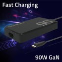 Qoltec Ładowarka sieciowa 90W GaN Super Fast SLIM | PD | 5-20V | 4.5A | USB-C 3.1 | Laptop | MacBook | Smartfon | + kabel