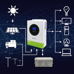 Qoltec Modularny Hybrydowy inwerter solarny Off-Grid 6.2kVA| 6.2kW | 120A | MPPT | 12 jednostek | BMS | Sinus | opcja Wi-Fi | Po
