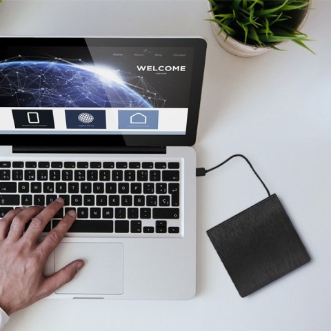 Qoltec Obudowa/kieszeń na napęd optyczny CD/DVD SATA | USB 3.0 | 12.7mm | wbudowany kabel