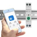 Qoltec Przekaźnik 63A na szynę DIN z licznikiem energii elektrycznej | eWeLink od Sonoff | Wi-Fi | Dioda LED