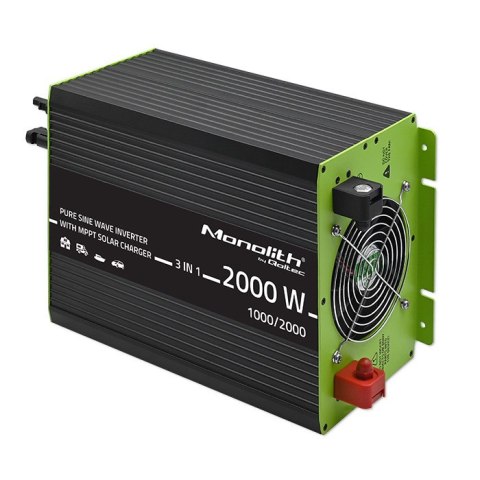Qoltec Przetwornica solarna Monolith 3w1 z funkcją ładowania AC | MPPT | UPS | ATS | 1000W | 2000W | 12V na 230V | Czysty Sinus Qoltec Przetwornica solarna Monolith 3w1 z funkcją ładowania AC | MPPT | UPS | ATS | 1000W | 2000W | 12V na 230V | Czysty Sinus