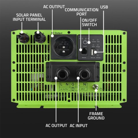 Qoltec Przetwornica solarna Monolith 3w1 z funkcją ładowania AC | MPPT | UPS | ATS | 1000W | 2000W | 12V na 230V | Czysty Sinus Qoltec Przetwornica solarna Monolith 3w1 z funkcją ładowania AC | MPPT | UPS | ATS | 1000W | 2000W | 12V na 230V | Czysty Sinus