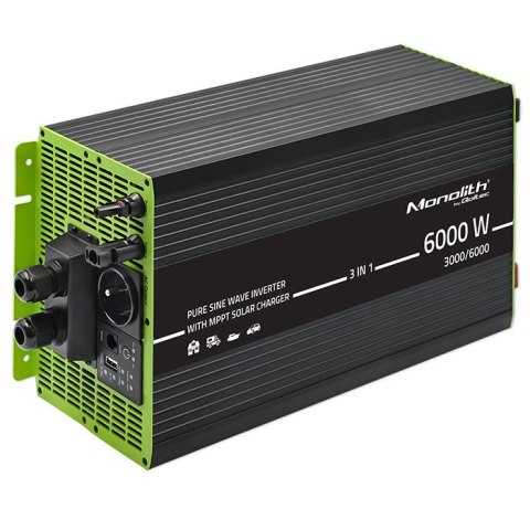 Qoltec Przetwornica solarna Monolith 3w1 z funkcją ładowania AC | MPPT | UPS | ATS | 3000W | 6000W | 12V na 230V | Czysty Sinus Qoltec Przetwornica solarna Monolith 3w1 z funkcją ładowania AC | MPPT | UPS | ATS | 3000W | 6000W | 12V na 230V | Czysty Sinus
