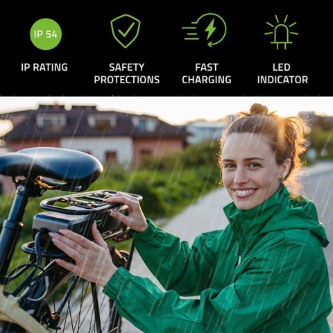 Qoltec Szybka Ładowarka do roweru skutera elektrycznego XIAOMI 36V | 42V | 2A | 8.0*8.0mm+pin | wodoodporna +kabel zasilający