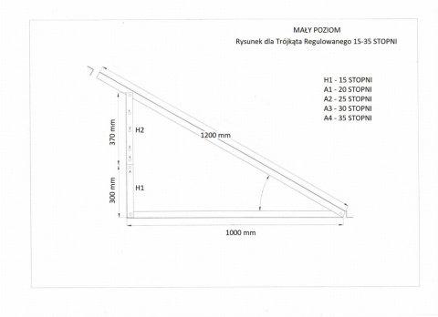 Ekierka trójkąt regulowany poziom 15-35 stopni 120/100 Ekierka trójkąt regulowany poziom 15-35 stopni 120/100