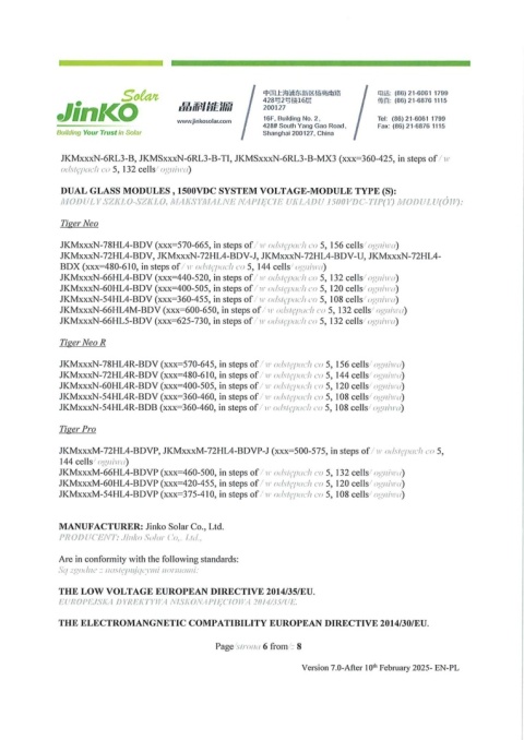Panel Jinko Solar JKM625-66HL4M-BDV 625Wp
