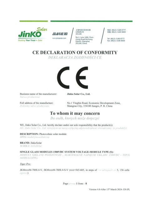 Panel Jinko Solar JKM590-72HL4-BDV 590Wp (BiFacial)