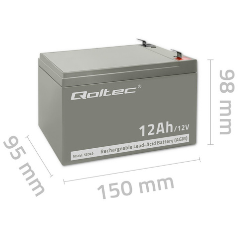 Qoltec Akumulator AGM | 12V | 12Ah | max. 180A Qoltec Akumulator AGM | 12V | 12Ah | max. 180A