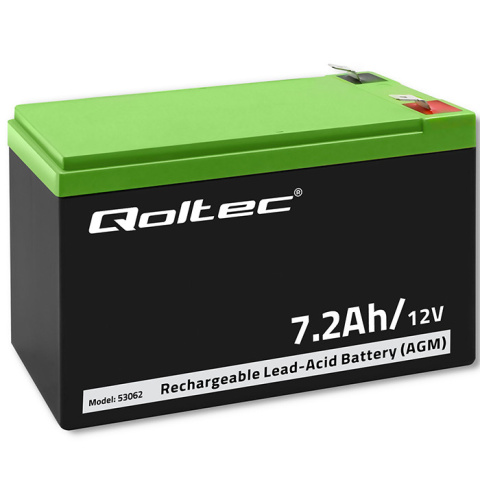 Qoltec Akumulator AGM | 12V | 7.2 Ah | max 108A Qoltec Akumulator AGM | 12V | 7.2 Ah | max 108A
