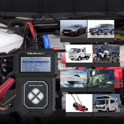Qoltec Cyfrowy tester akumulatora z LCD | Polskie Menu | 12V | AGM | GEL | STD | 30-220AH