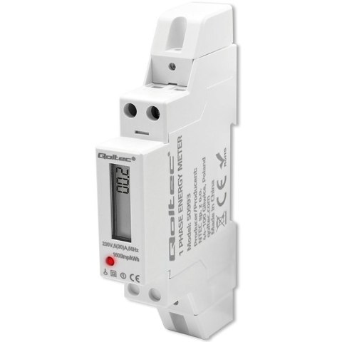 Qoltec Jednofazowy elektroniczny licznik | miernik zużycia energii na szynę DIN | 230V | 30A | LCD | 1P