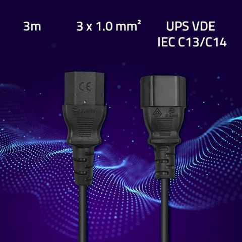 Qoltec Kabel zasilający do UPS | C13/C14 | 3m