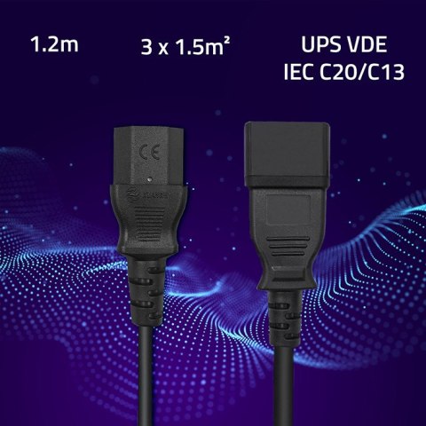 Qoltec Kabel zasilający do UPS | C20/C13 | 1.2m