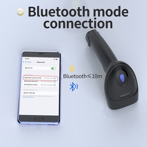 Qoltec Skaner czytnik kodów kreskowych i QR | 1D 2D | USB | Bluetooth