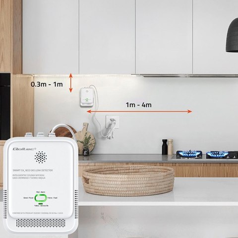 Qoltec Certyfikowany Czujnik wycieku gazu ziemnego i tlenku węgla (czadu) | detektor CH4 CO | żywotność sensora 5 lat | alarm 8 Qoltec Certyfikowany Czujnik wycieku gazu ziemnego i tlenku węgla (czadu) | detektor CH4 CO | żywotność sensora 5 lat | alarm 8