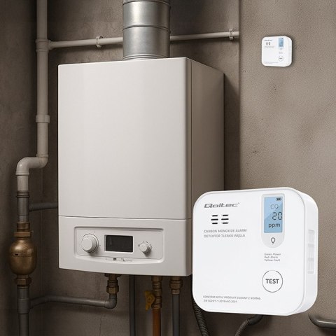 Qoltec Certyfikowany bezprzewodowy Czujnik tlenku węgla (czadu) z baterią | detektor CO | żywotność sensora 10 lat | alarm 85dB Qoltec Certyfikowany bezprzewodowy Czujnik tlenku węgla (czadu) z baterią | detektor CO | żywotność sensora 10 lat | alarm 85dB