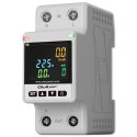Qoltec Jednofazowy elektroniczny licznik watomierz | miernik zużycia energii | DIN35 | Zdalne sterowanie | Historia pomiaru | Wi