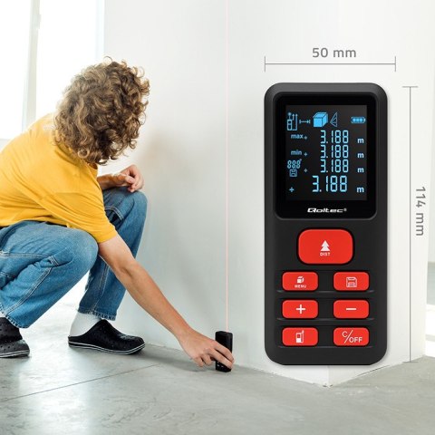 Qoltec Precyzyjny cyfrowy dalmierz laserowy | podświetlany LCD | 120m Qoltec Precyzyjny cyfrowy dalmierz laserowy | podświetlany LCD | 120m
