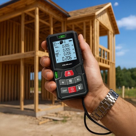 Qoltec Precyzyjny cyfrowy dalmierz laserowy z poziomicą | podświetlany LCD | 120m Qoltec Precyzyjny cyfrowy dalmierz laserowy z poziomicą | podświetlany LCD | 120m